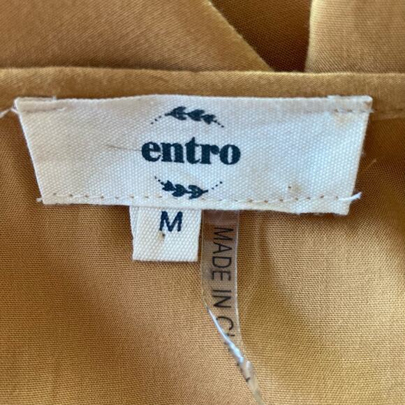 Entro Mustard Top Embroidered Sleeves Pleated Bell Sleeves Boho Western Medium - Picture 6 of 8